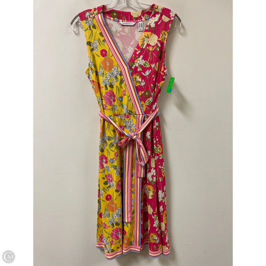 Dress Casual Midi By Isaac Mizrahi Live Qvc In Pink & Yellow, Size: S