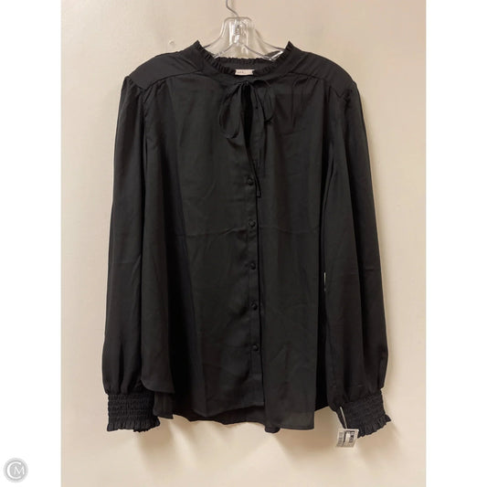 Blouse Long Sleeve By Black Tape In Black, Size: Xl