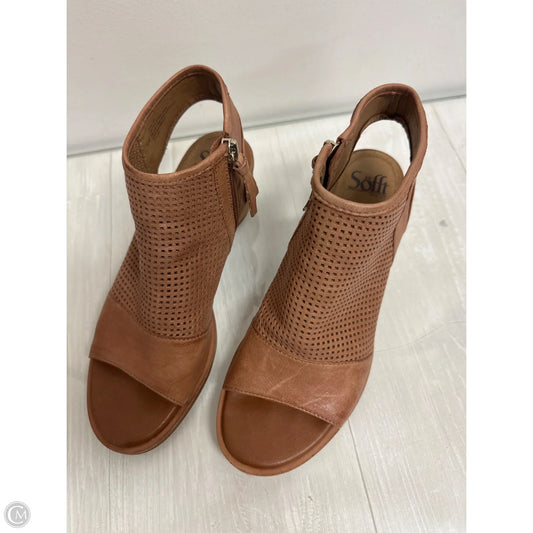 Sandals Heels Block By Sofft In Brown, Size: 8.5