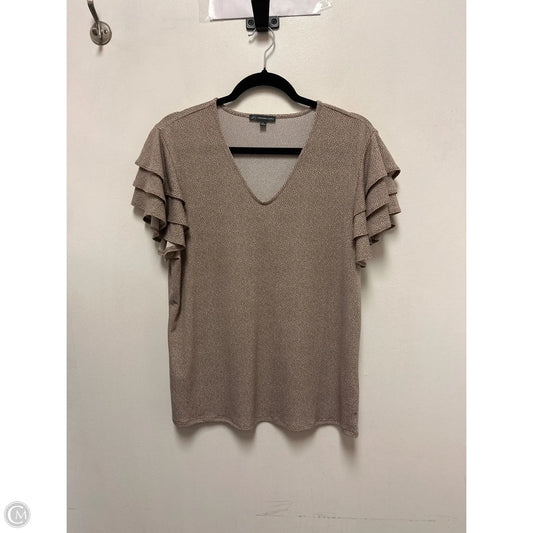 Top Short Sleeve By Adrianna Papell In Brown, Size: L