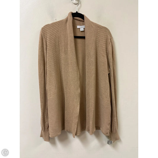 Sweater Cardigan By Liz Claiborne In Tan, Size: M