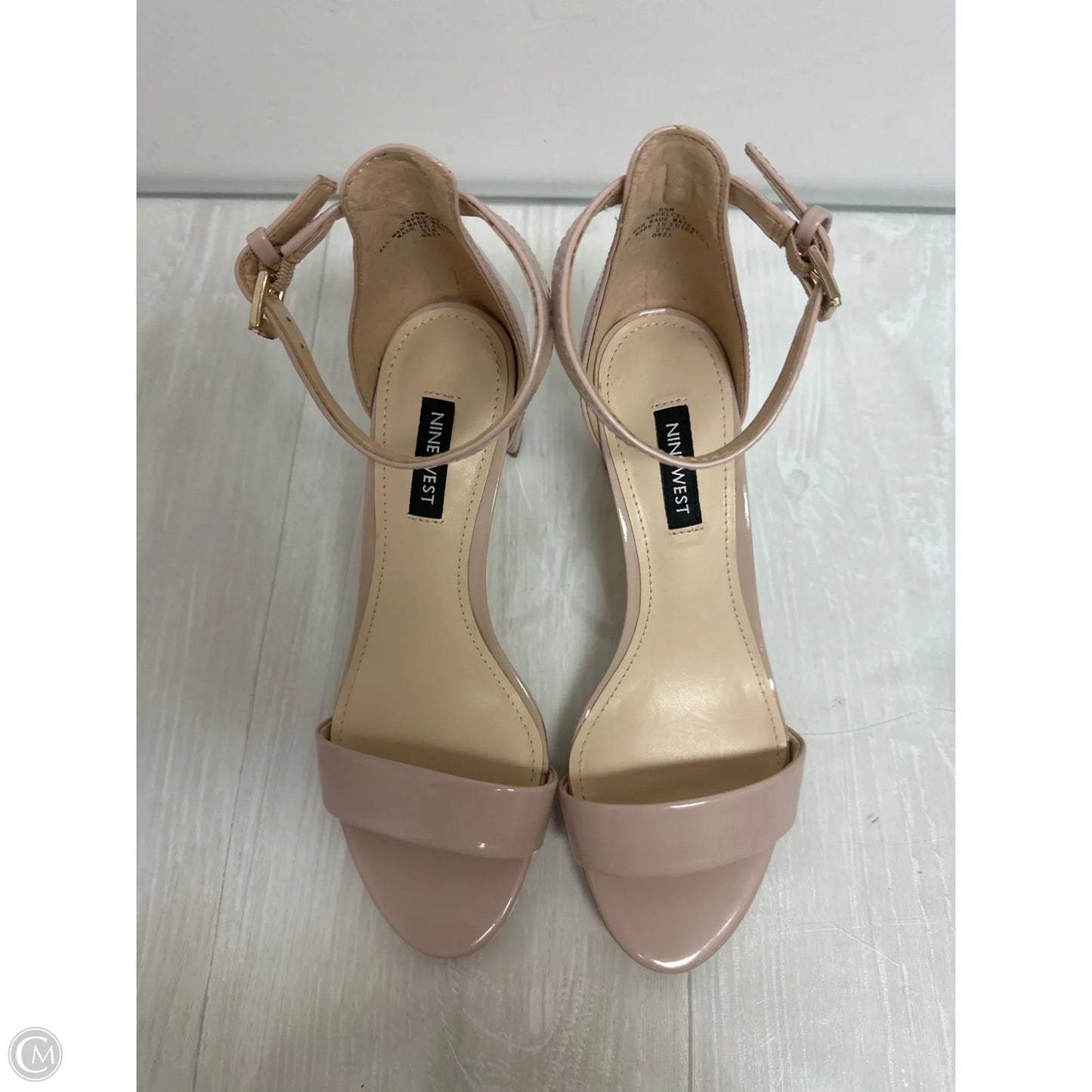 Sandals Heels Block By Nine West In Cream, Size: 7.5