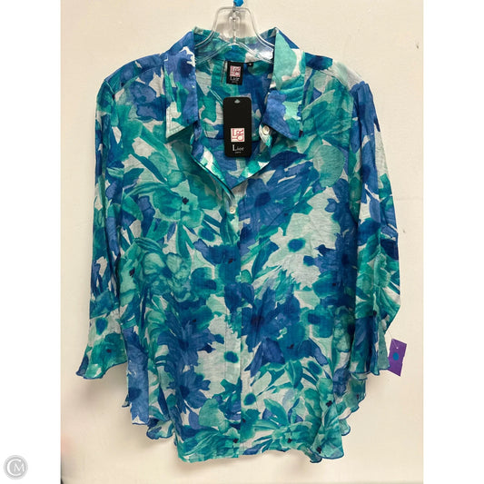 Blouse Long Sleeve By Clothes Mentor In Blue, Size: S