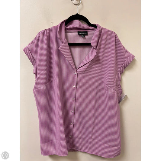 Blouse Short Sleeve By Fortune & Ivy In Purple, Size: 1x
