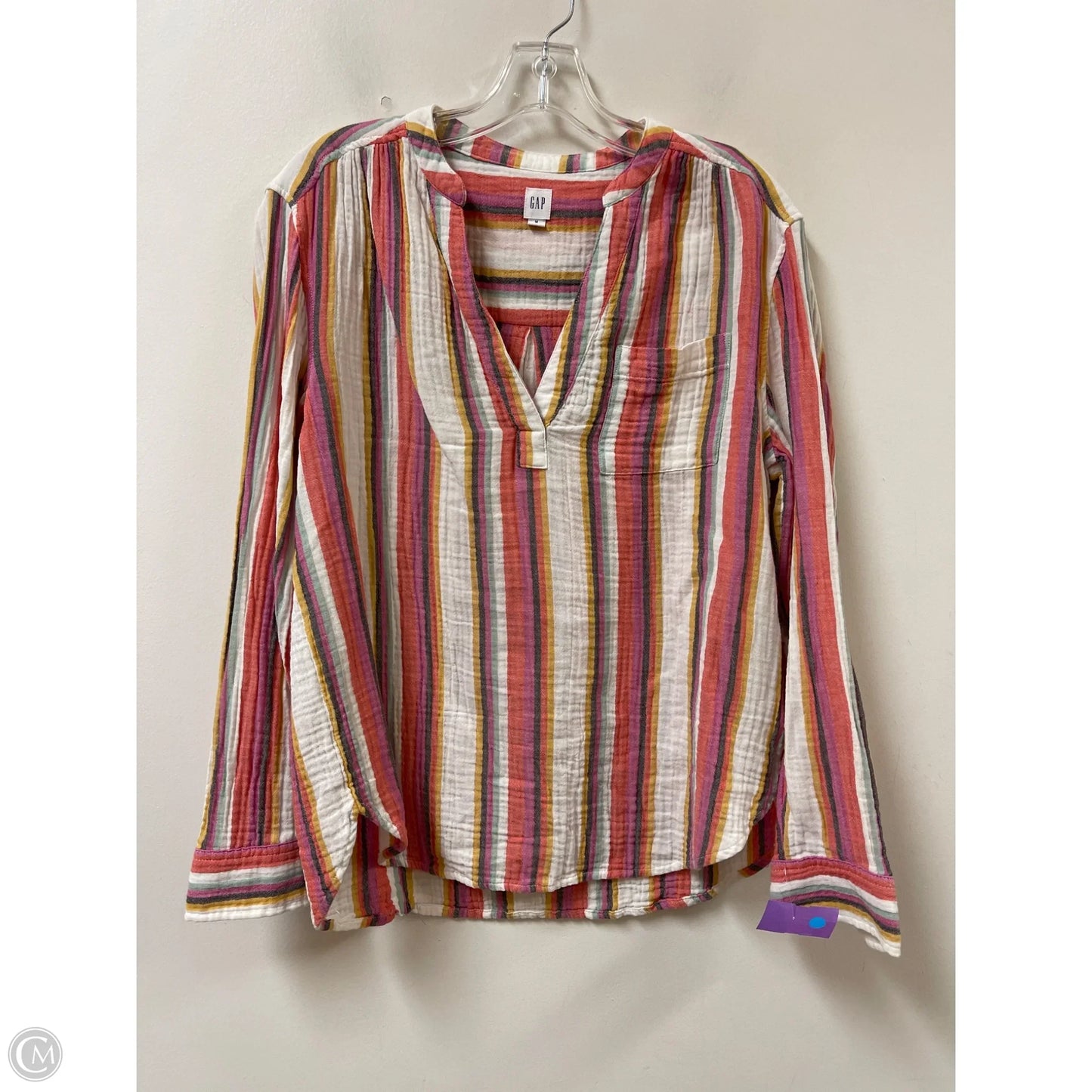 Top Long Sleeve By Gap In Striped Pattern, Size: M