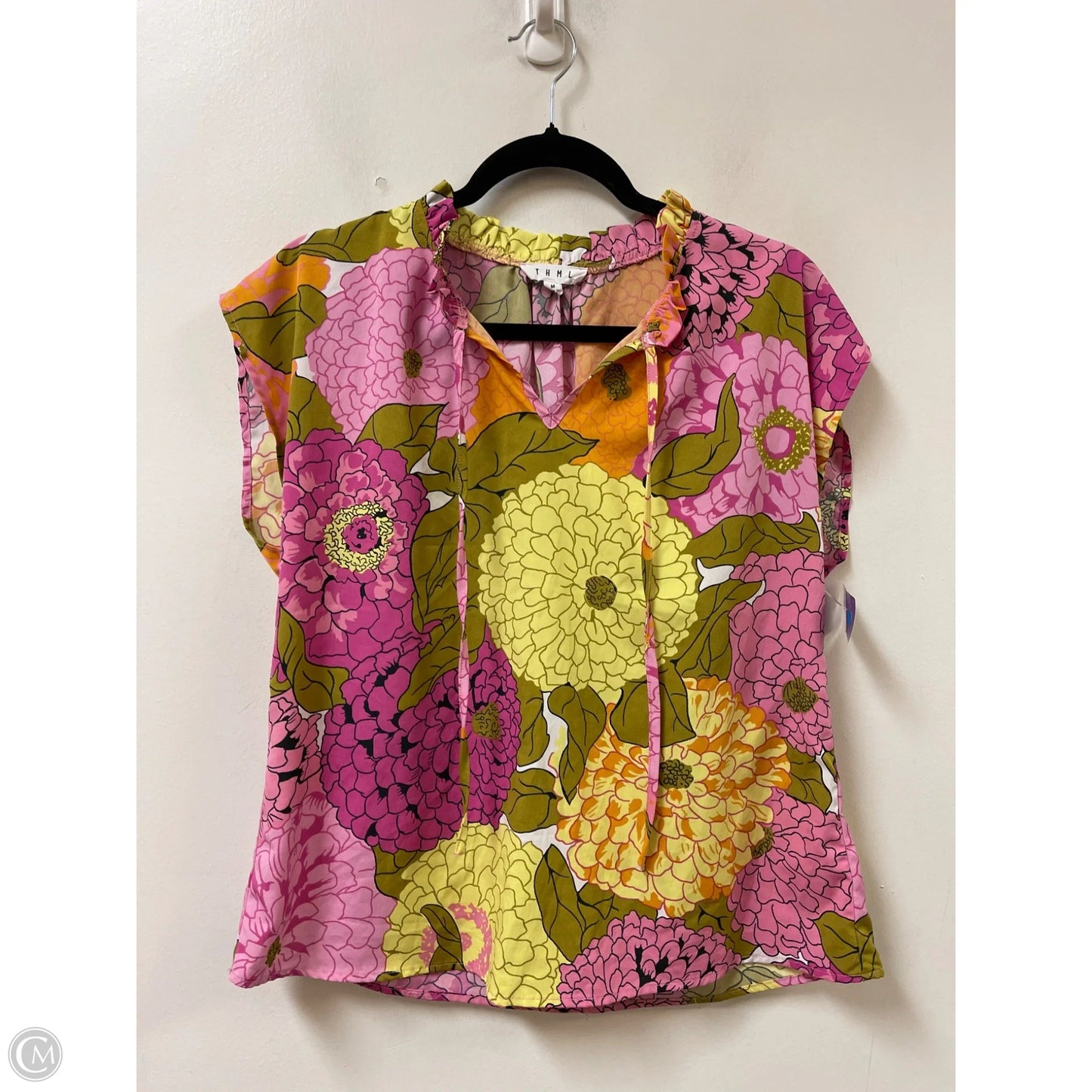Top Short Sleeve By Thml In Green & Pink, Size: M
