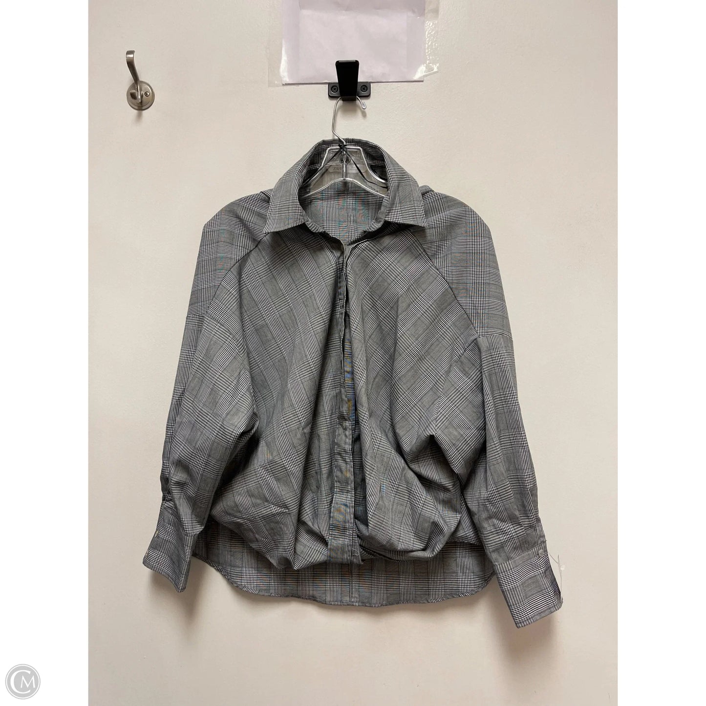 Blouse Long Sleeve By Zara In Grey, Size: S