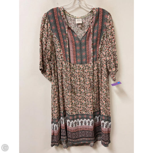 Dress Casual Midi By Knox Rose In Green & Pink, Size: M