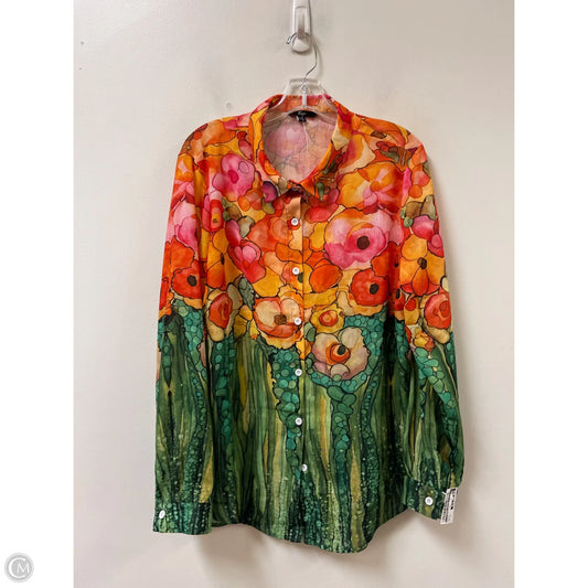 Blouse Long Sleeve By Clothes Mentor In Multi-colored, Size: 1x
