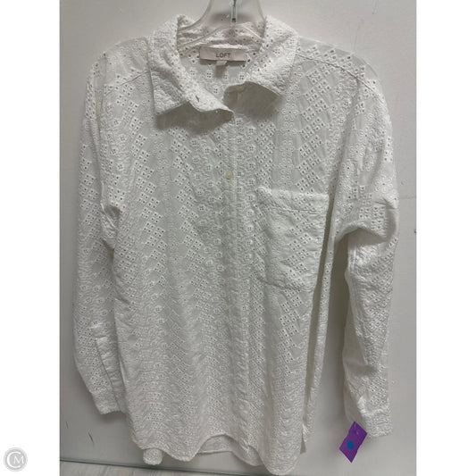 Blouse Long Sleeve By Loft In White, Size: M