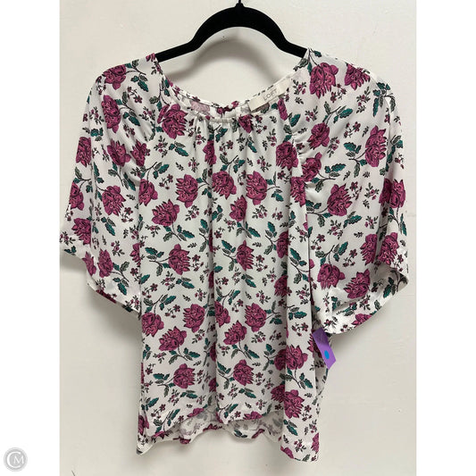 Top Short Sleeve By Loft In Floral Print, Size: L