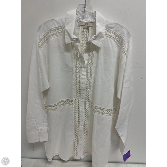 Blouse Long Sleeve By Loft In White, Size: M