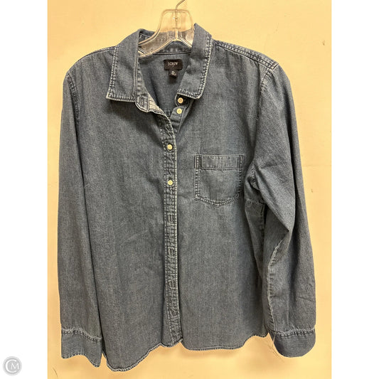 Blouse Long Sleeve By J. Crew In Blue Denim, Size: Xl