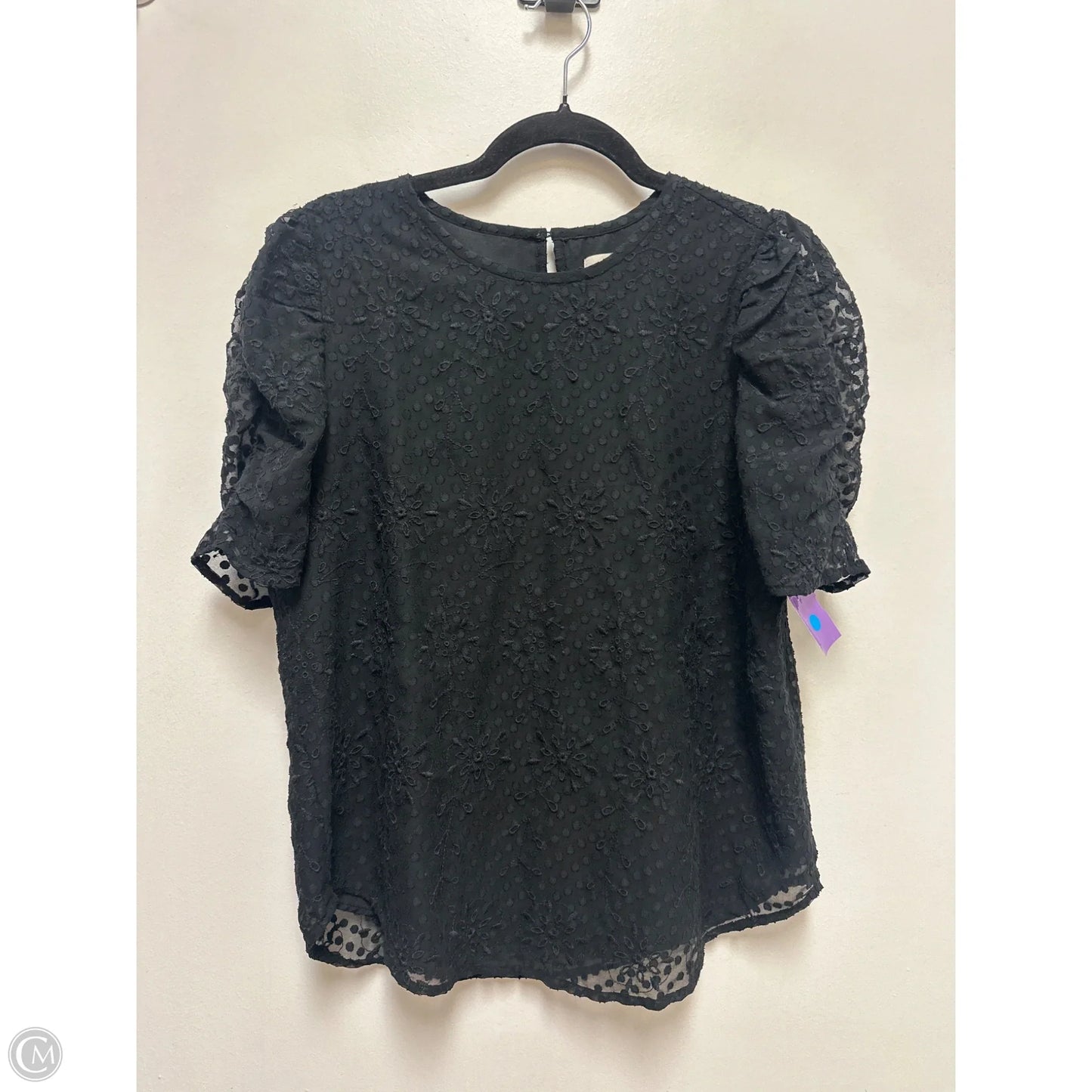 Top Short Sleeve By Loft In Black, Size: S