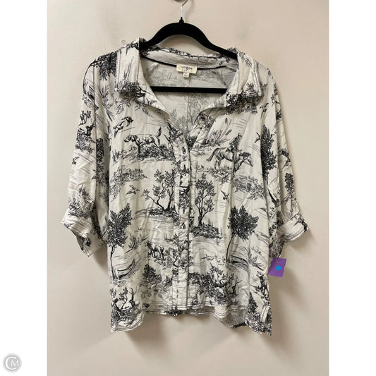 Blouse Short Sleeve By Umgee In Black & White, Size: L