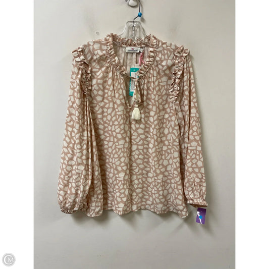 Top Long Sleeve By Vineyard Vines In Cream, Size: L