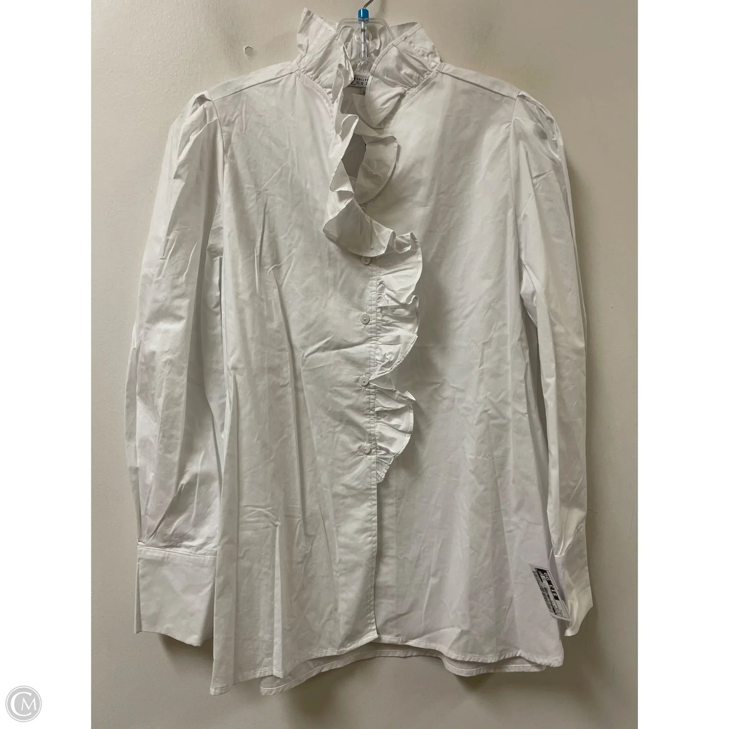 Blouse Long Sleeve By Clothes Mentor In White, Size: L