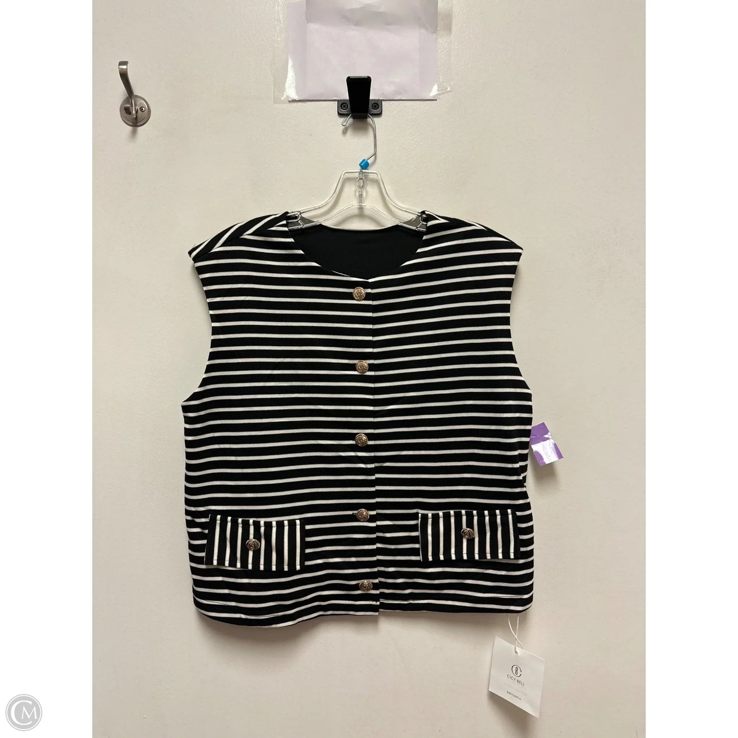 Vest Other By Clothes Mentor In Black & Cream, Size: L