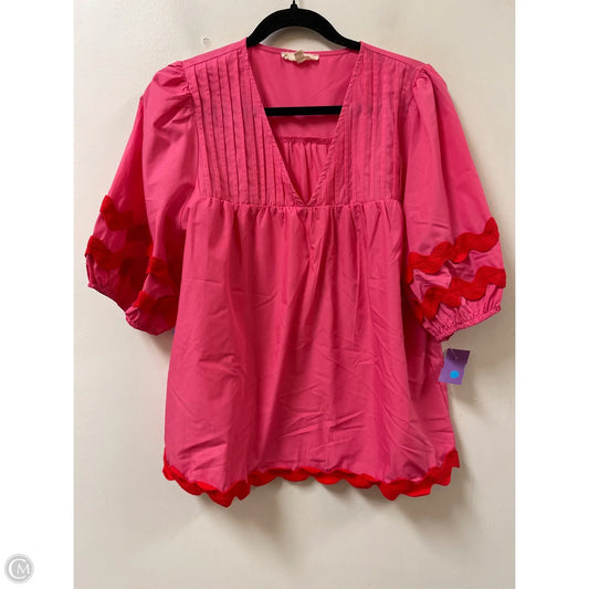 Top Short Sleeve By Entro In Pink, Size: L