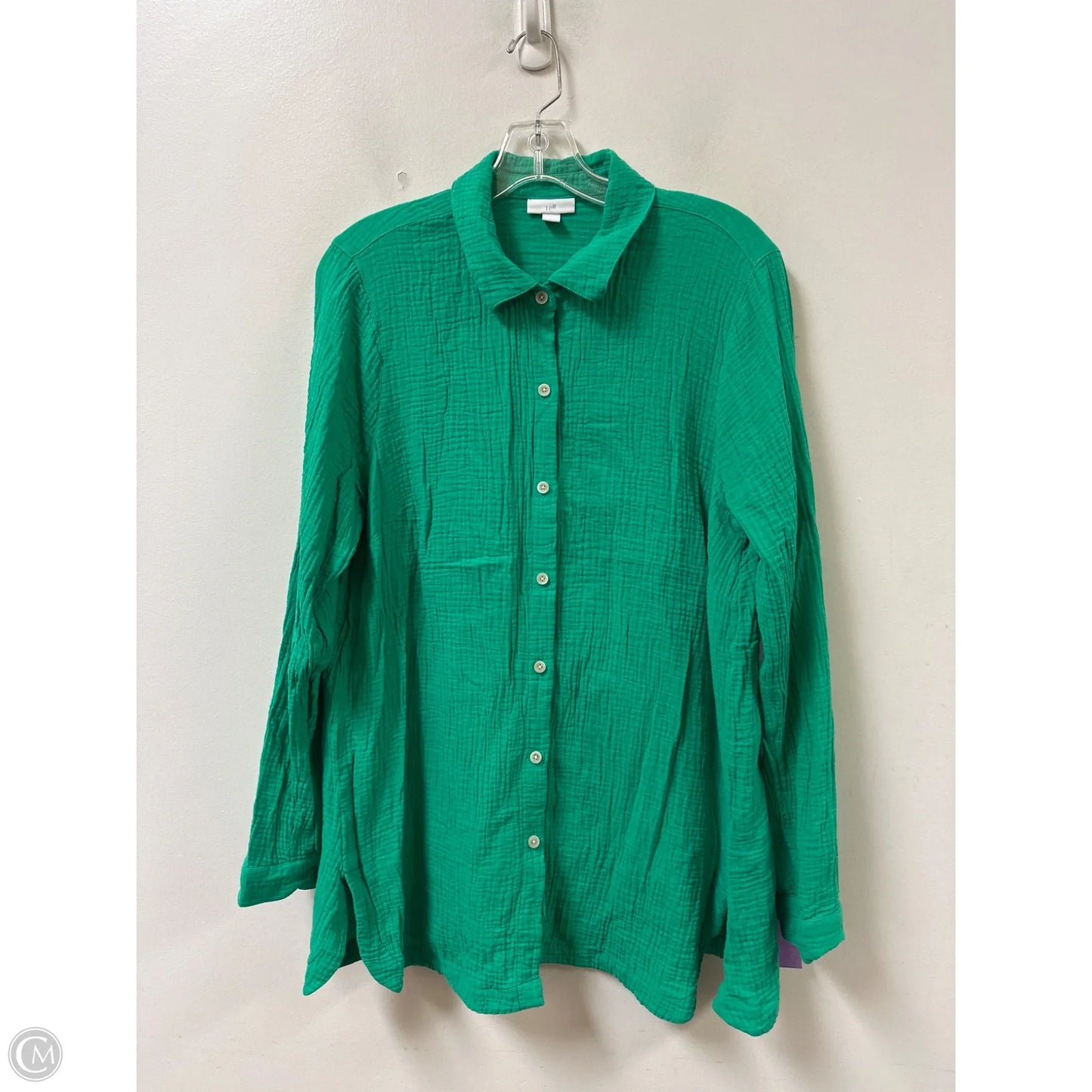 Blouse Long Sleeve By J. Jill In Green, Size: M