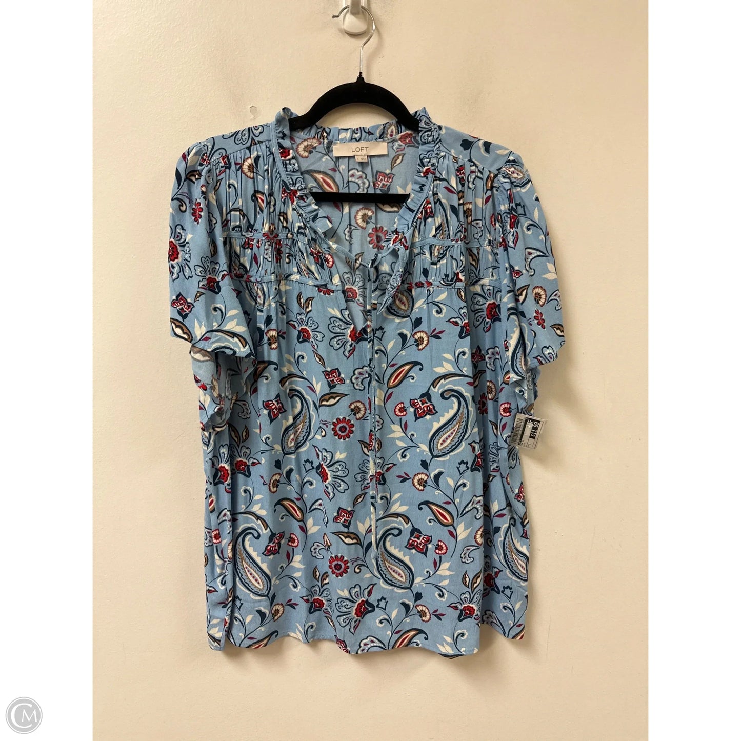 Top Short Sleeve By Loft In Blue, Size: L