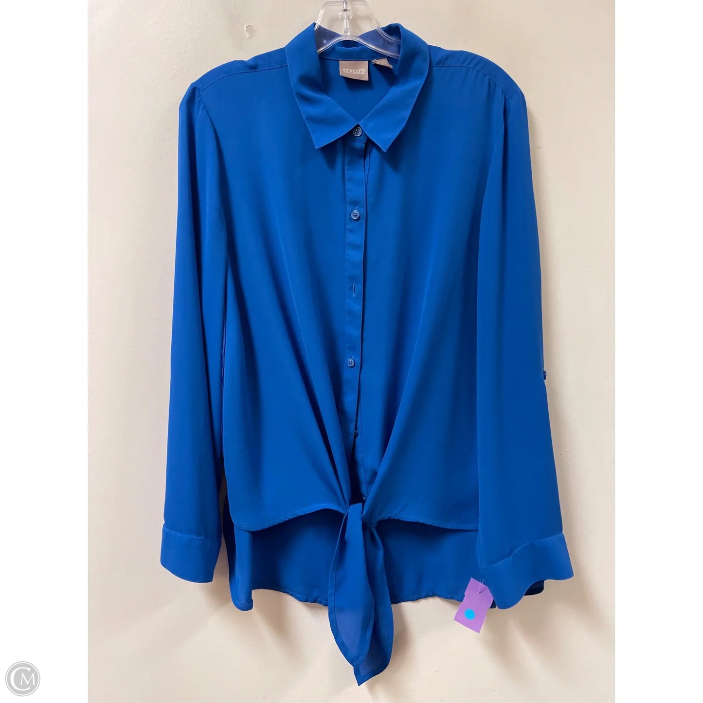 Blouse Long Sleeve By Chicos In Blue, Size: L