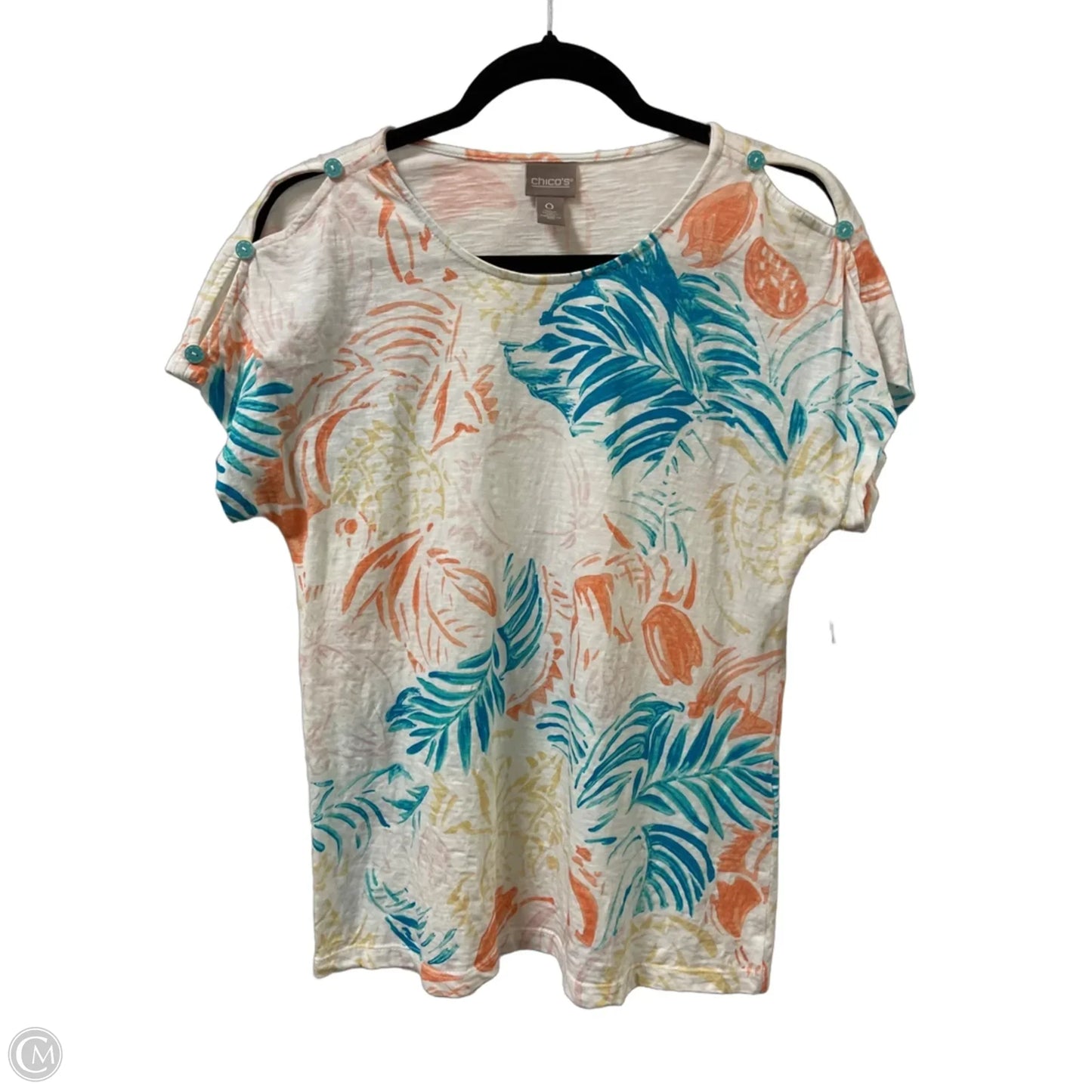 Top Short Sleeve By Chicos In Blue, Size: S