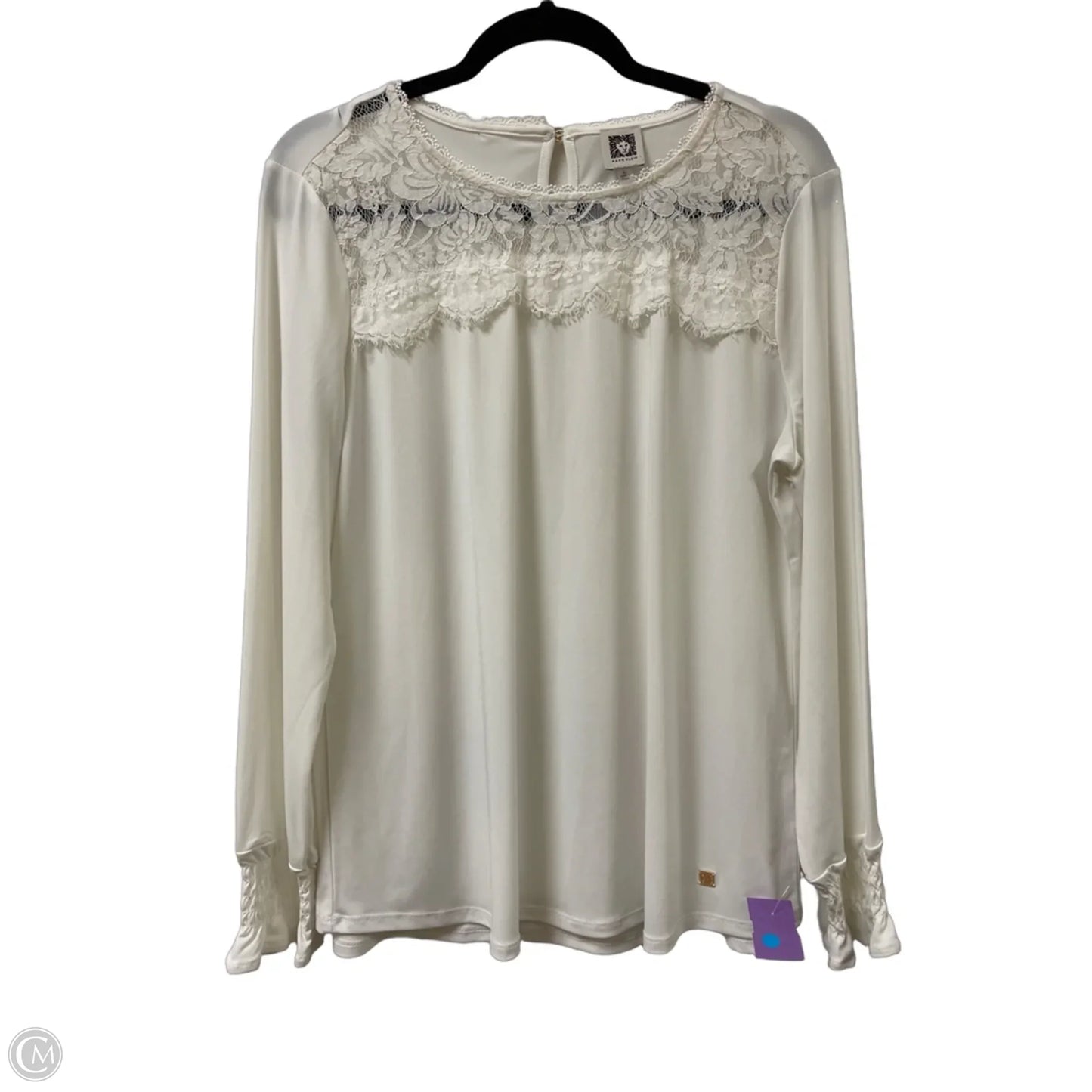 Top Long Sleeve By Anne Klein In Cream, Size: Xl