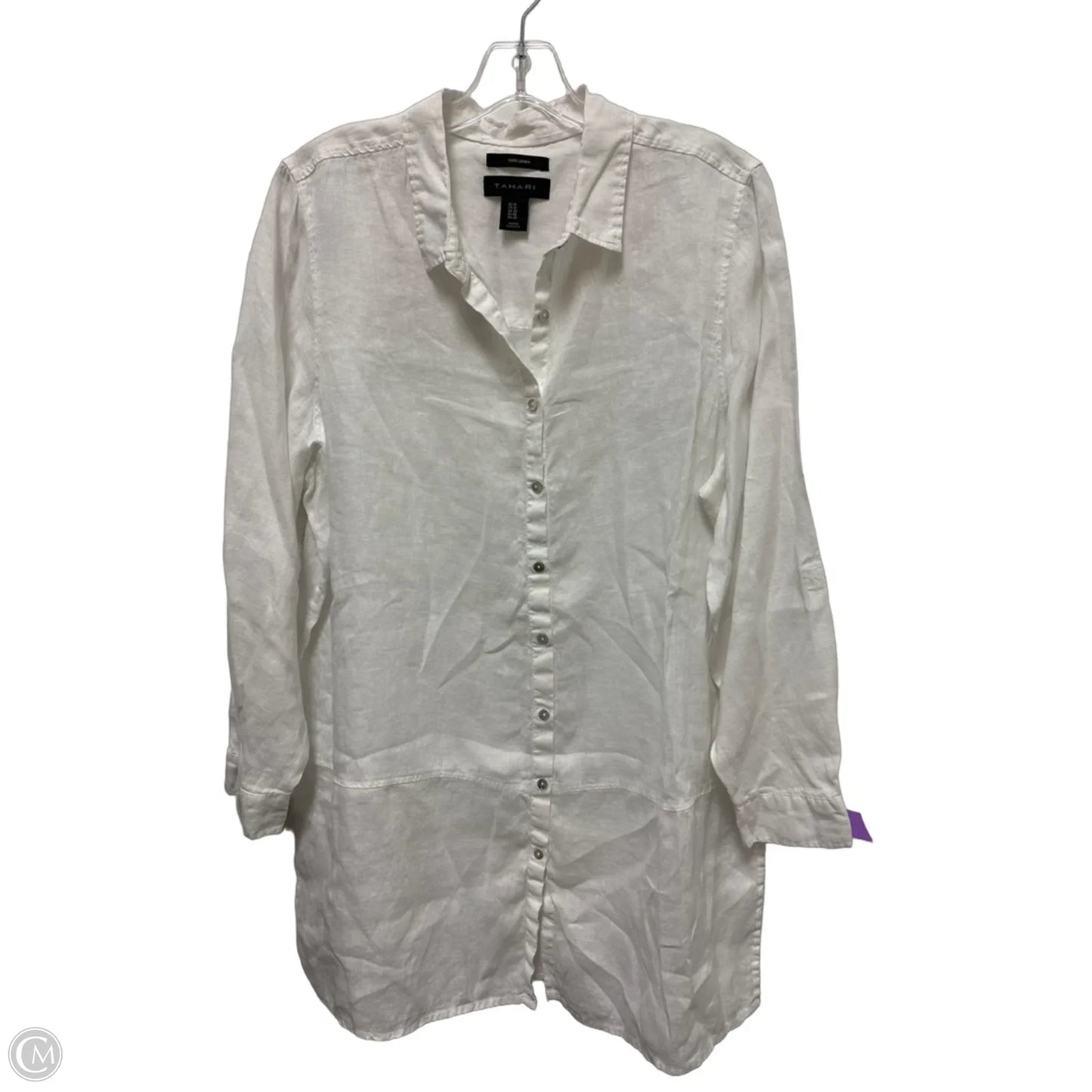 Blouse Long Sleeve By Tahari In White, Size: 1x