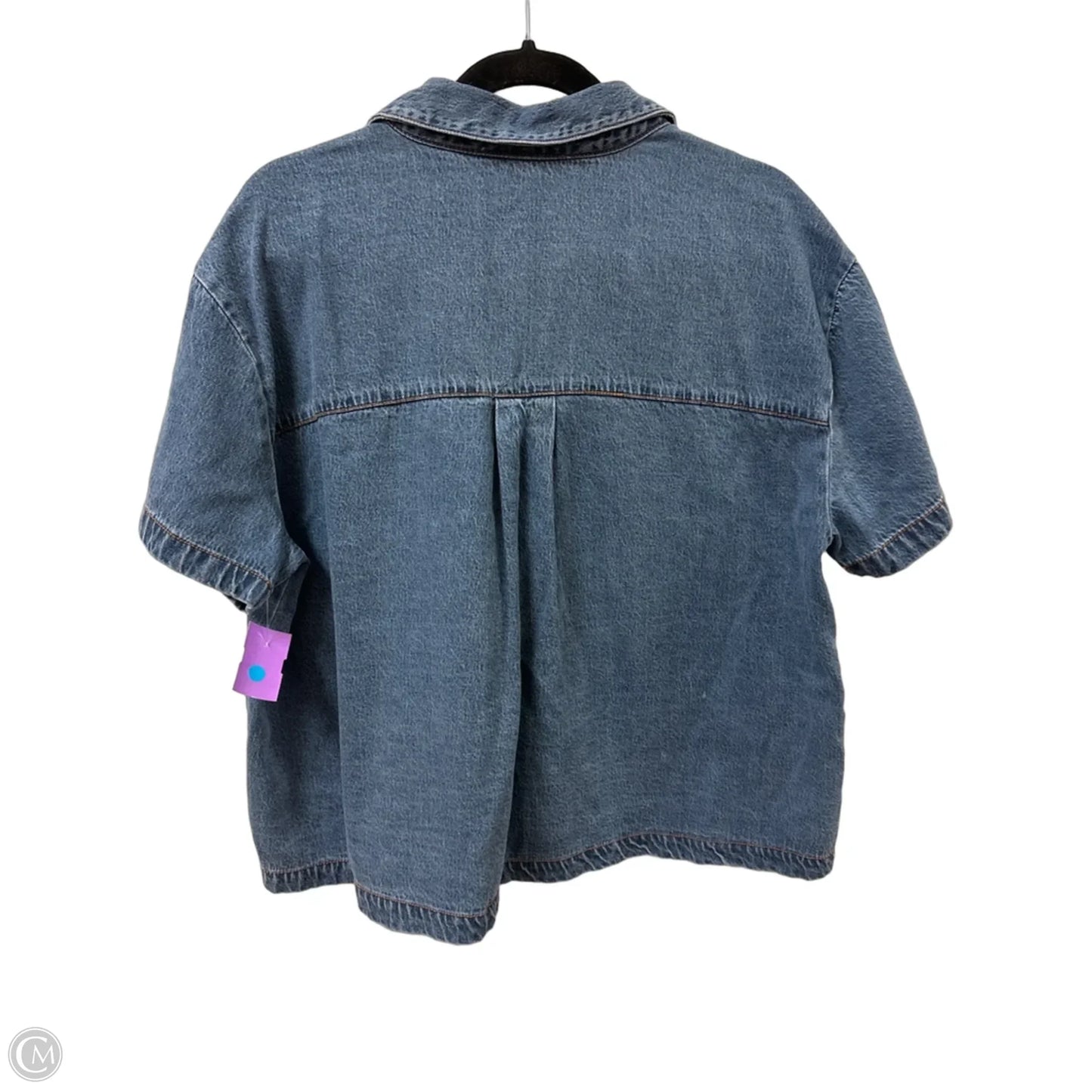 Blouse Short Sleeve By Jane And Delancey In Blue Denim, Size: M