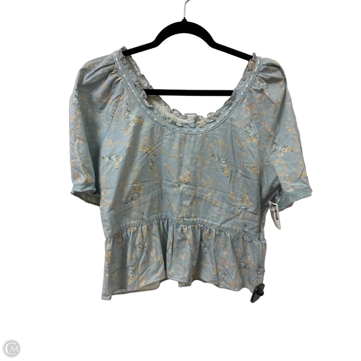 Top Short Sleeve By Loveshackfancy In Blue, Size: L