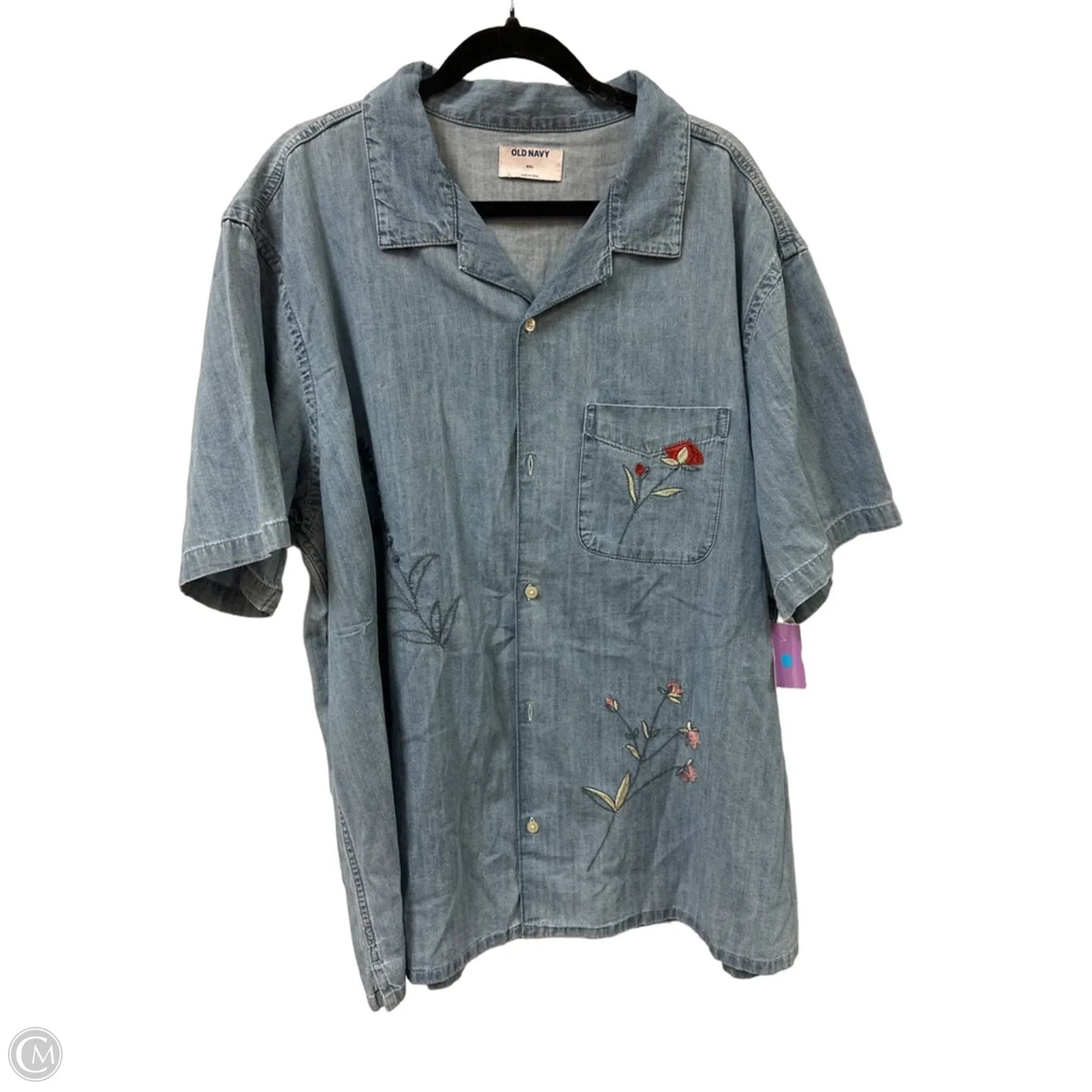 Blouse Short Sleeve By Old Navy In Blue, Size: 1x