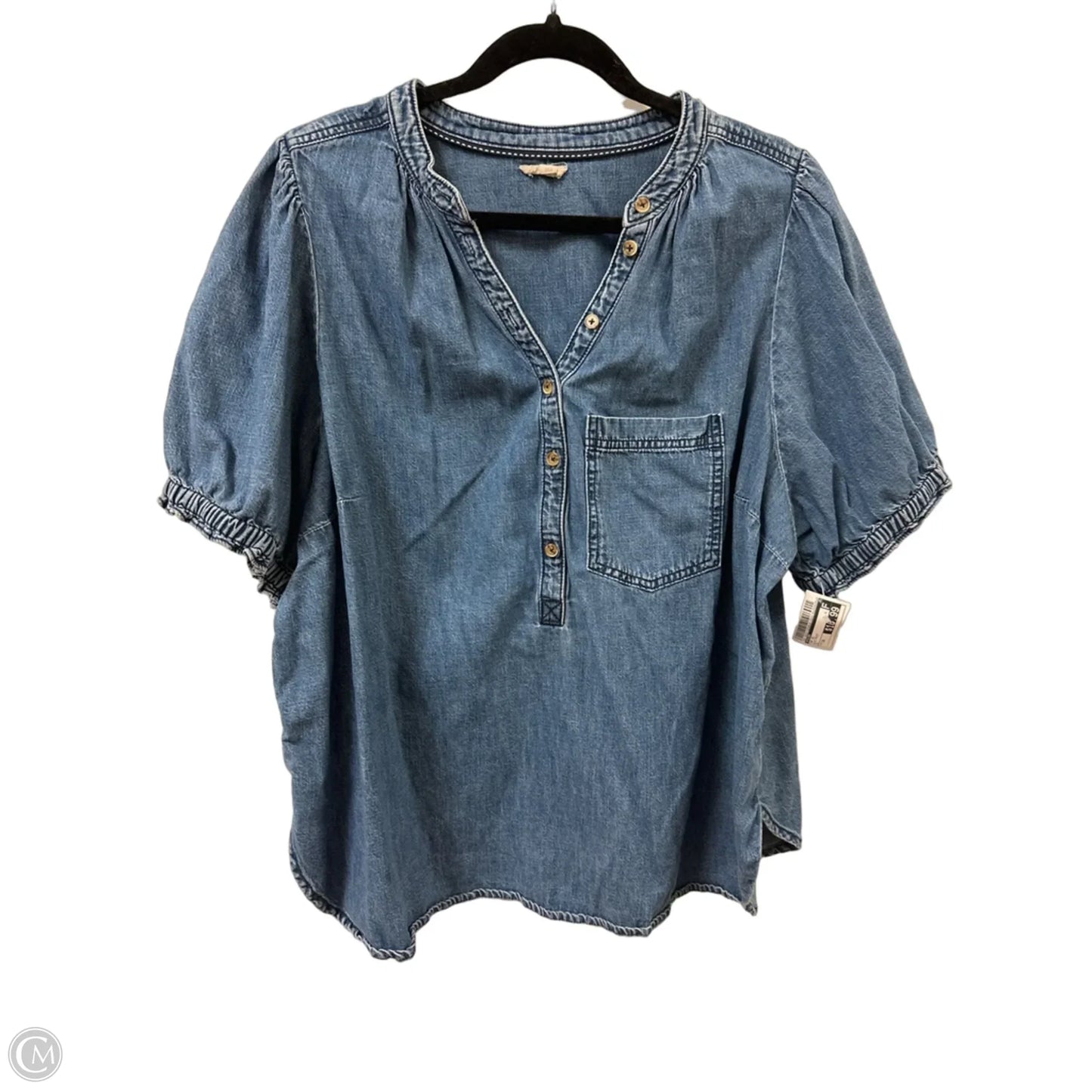 Top Short Sleeve By Pilcro In Blue Denim, Size: 2x
