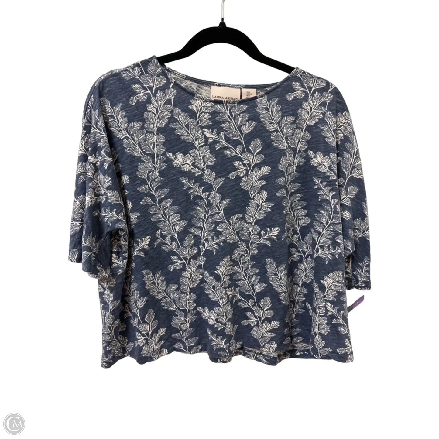 Top Short Sleeve By Laura Ashley In Blue, Size: L