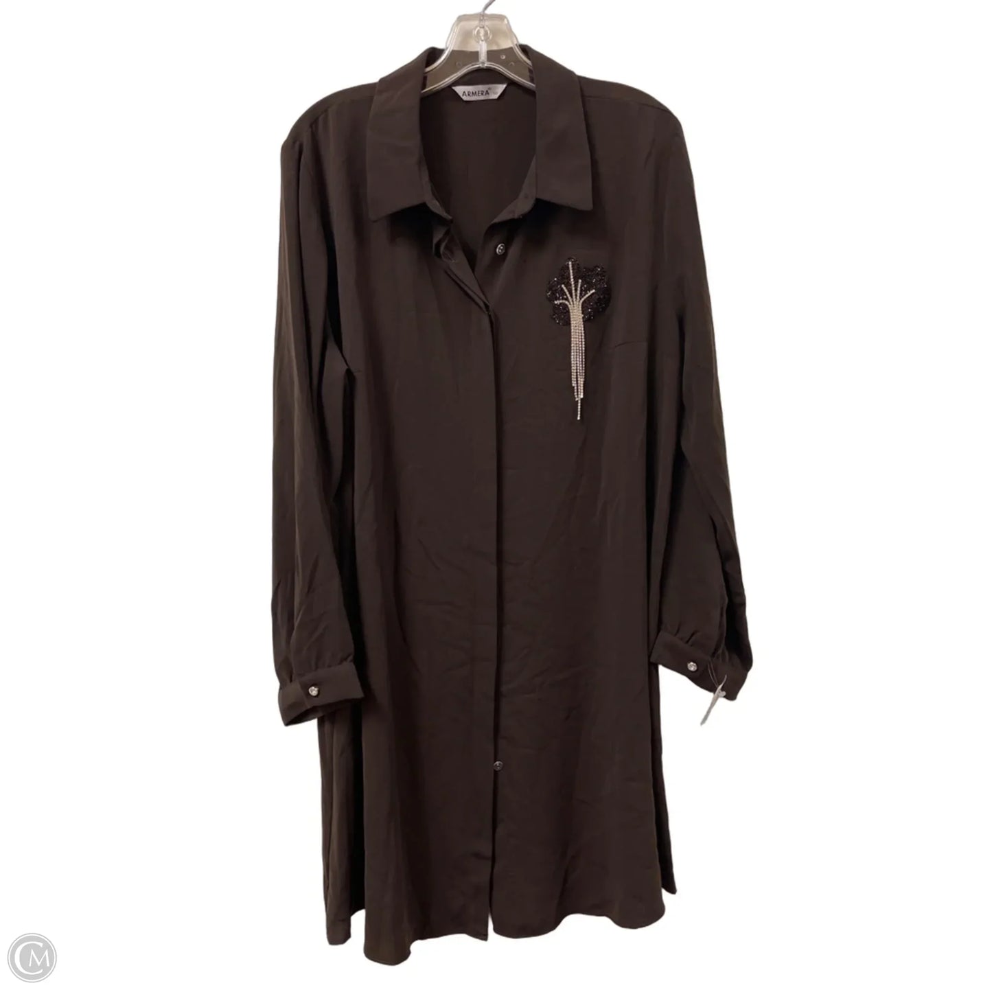 Dress Casual Midi By Clothes Mentor In Brown, Size: 1x
