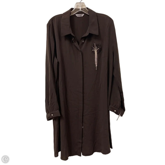 Dress Casual Midi By Clothes Mentor In Brown, Size: 1x