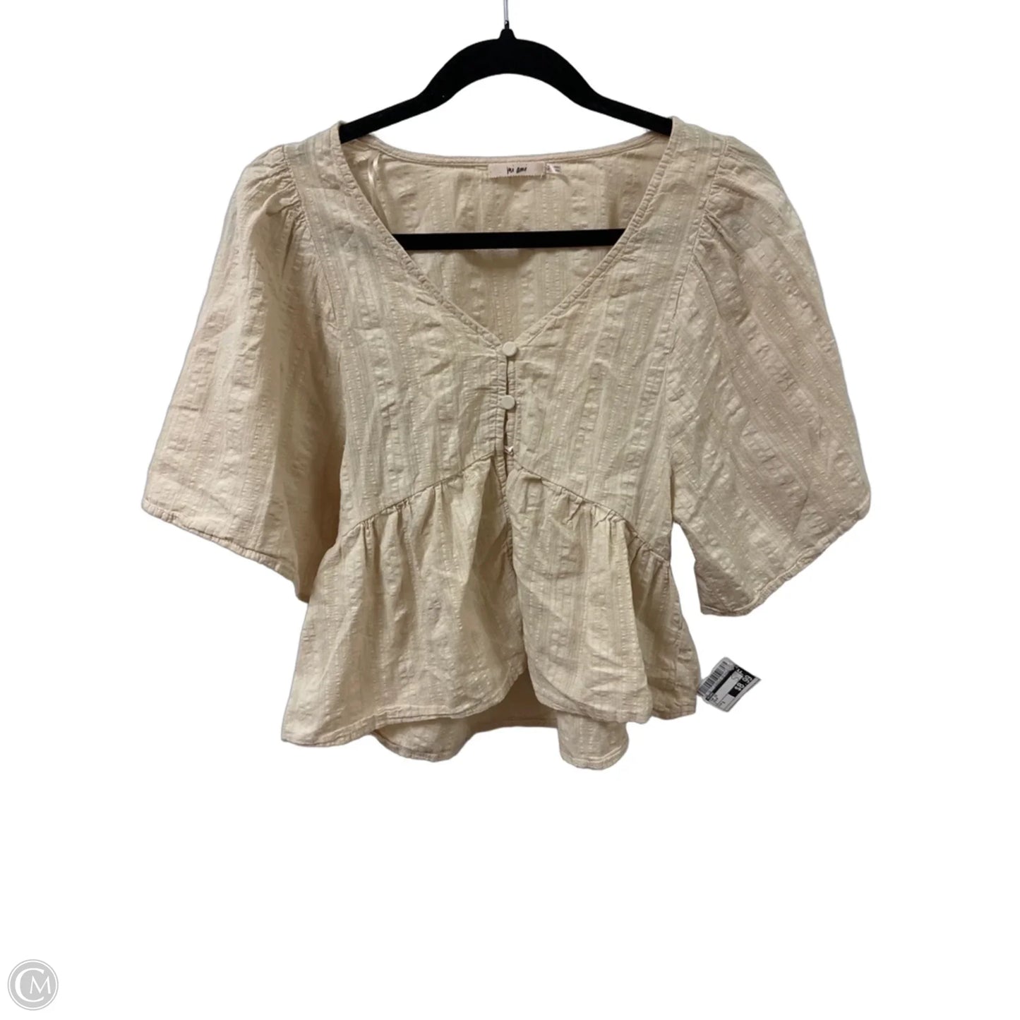 Top Short Sleeve By Miami In Cream, Size: S