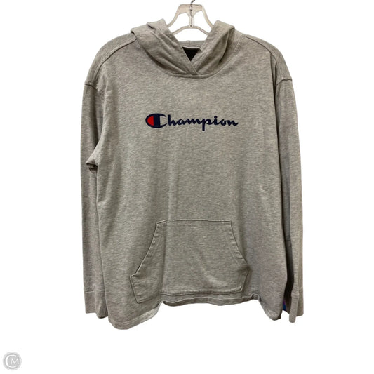 Athletic Sweatshirt Hoodie By Champion In Grey, Size: L