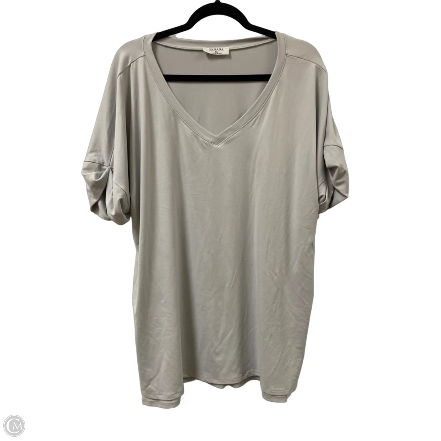Top Short Sleeve By Zenana Outfitters In Grey, Size: Xl