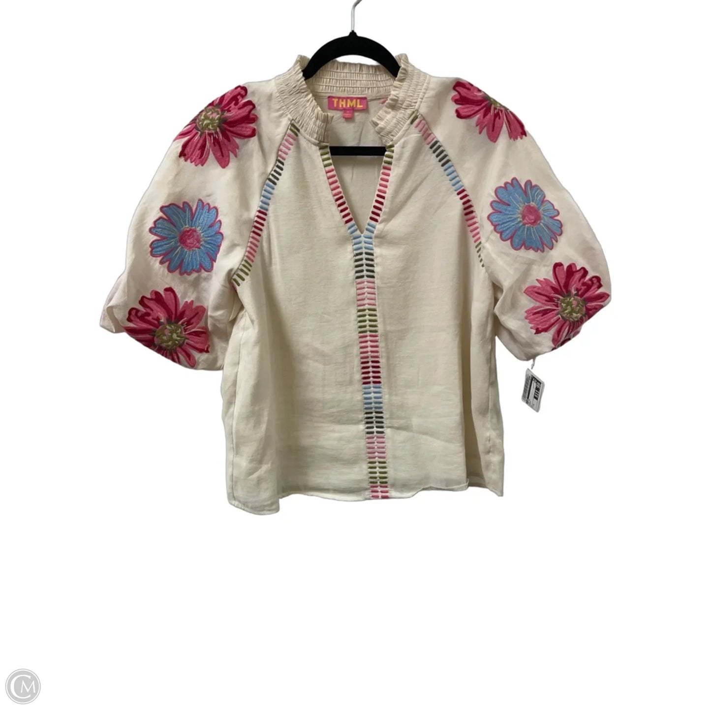 Top Short Sleeve By Thml In Cream, Size: M
