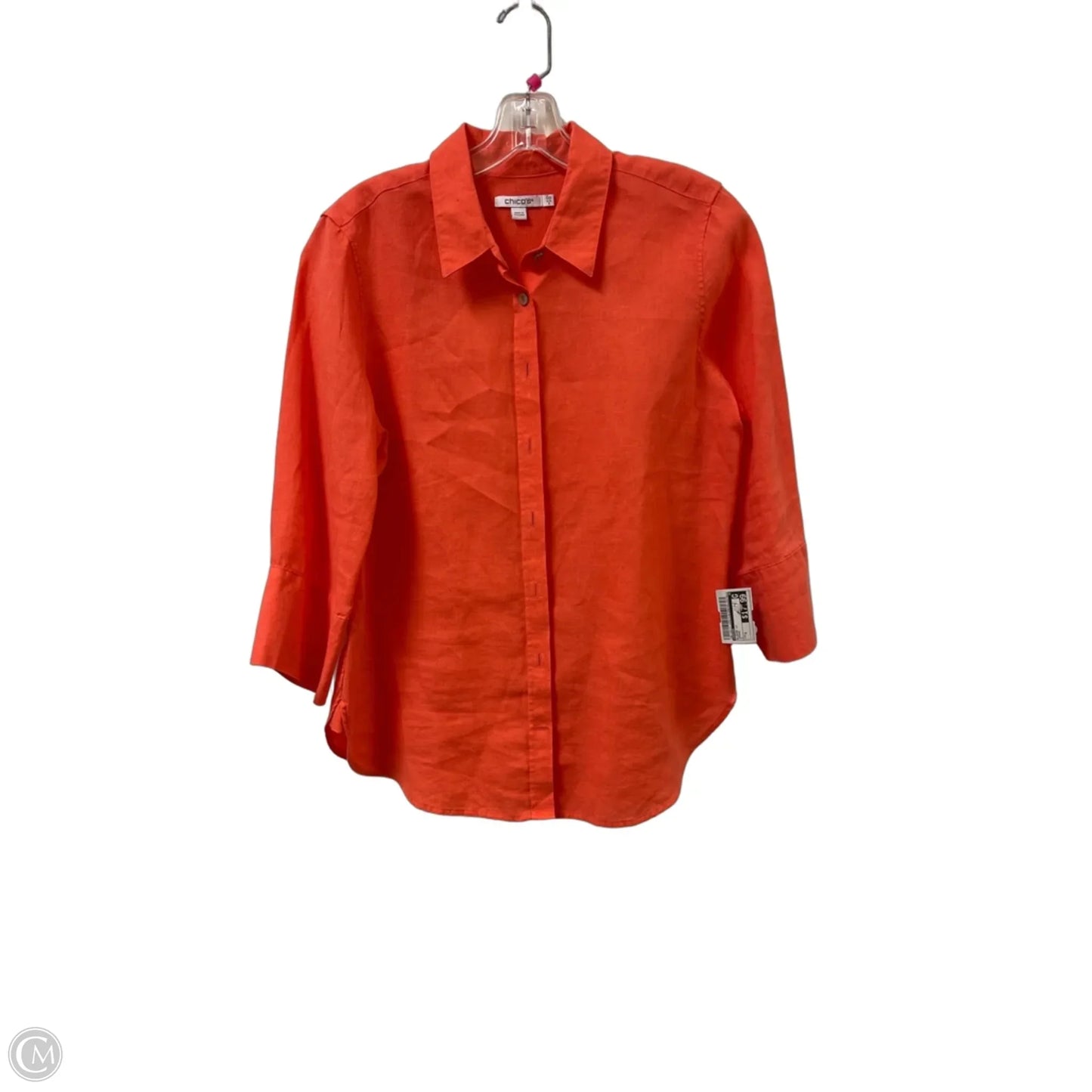 Blouse Long Sleeve By Chicos In Orange, Size: S