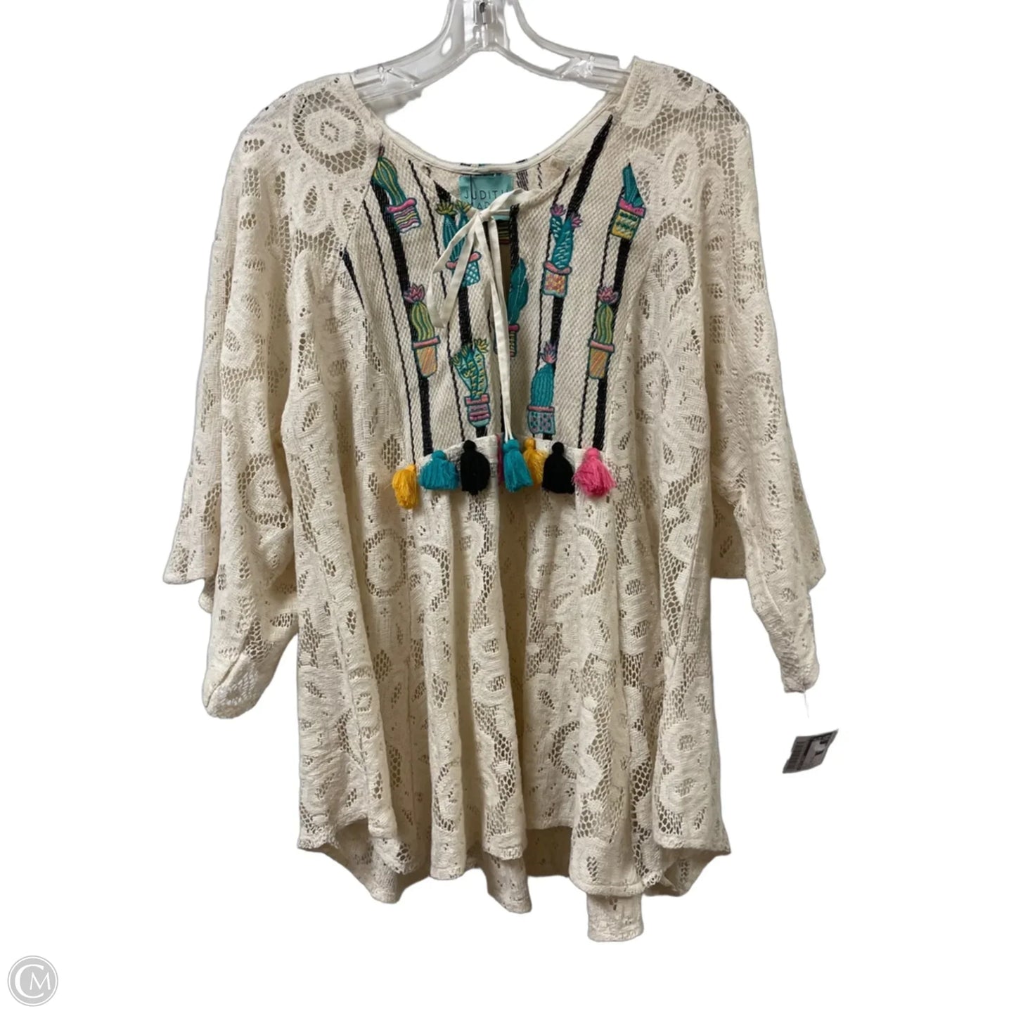 Top Long Sleeve By Judith March In Cream, Size: L