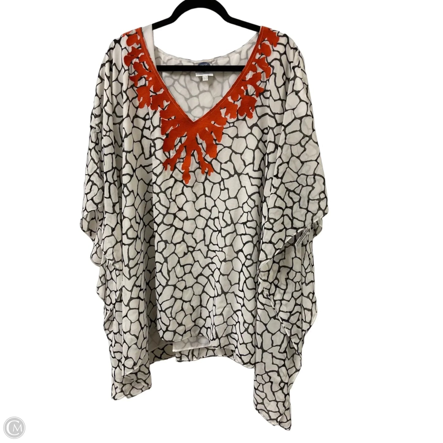 Top Short Sleeve By Dg2 In Orange & White, Size: Xl