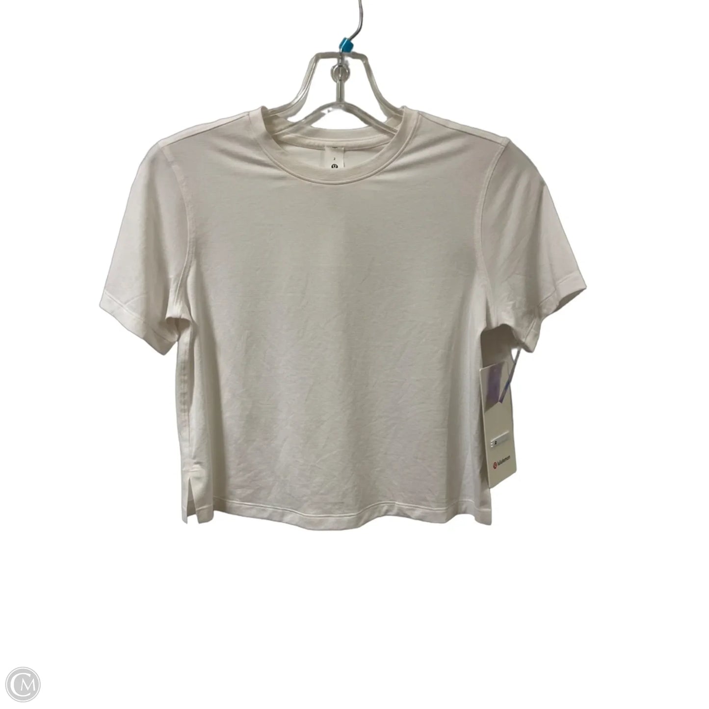 Athletic Top Short Sleeve By Lululemon In White, Size: Xs