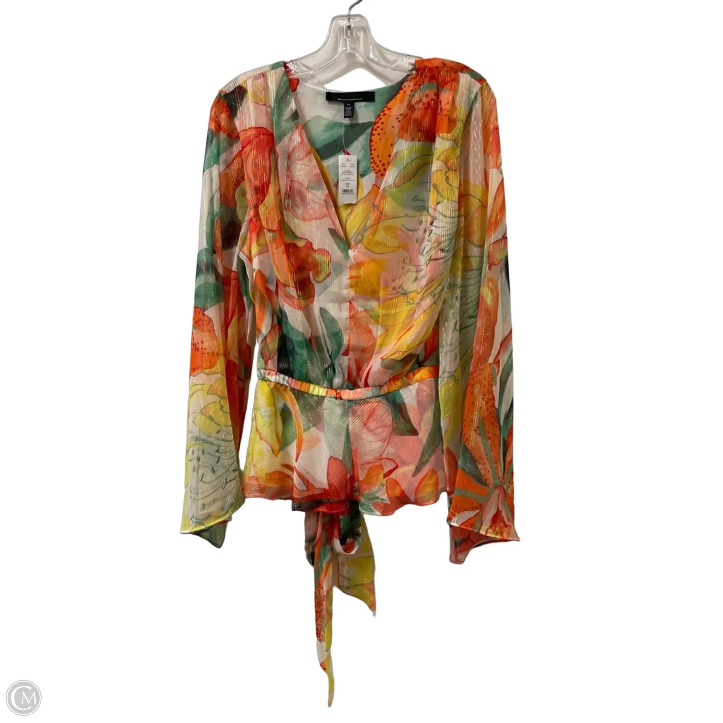 Top Long Sleeve By White House Black Market In Orange, Size: Xl