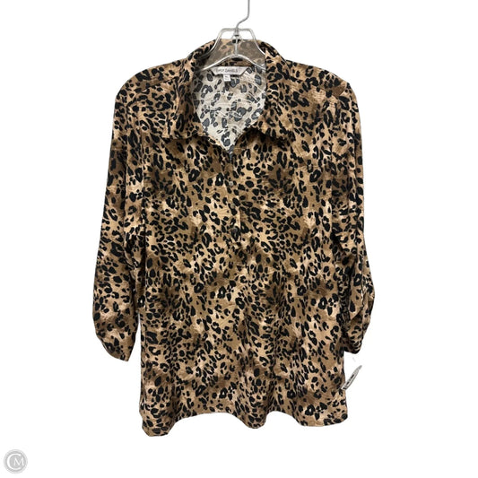 Top Long Sleeve By Emily Daniels In Animal Print, Size: Xl