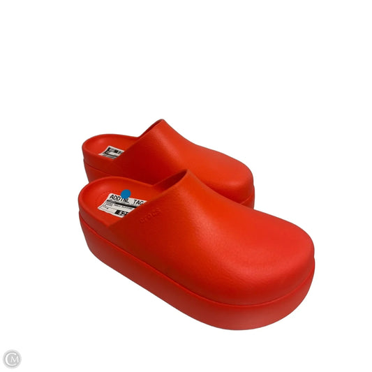 Shoes Heels Platform By Crocs In Orange, Size: 9