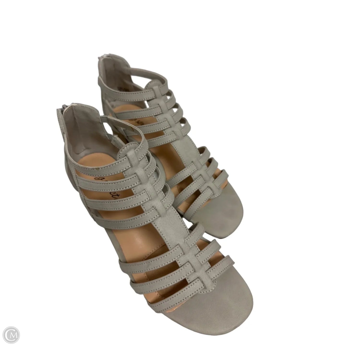 Sandals Heels Block By Easy Street In Grey, Size: 8.5