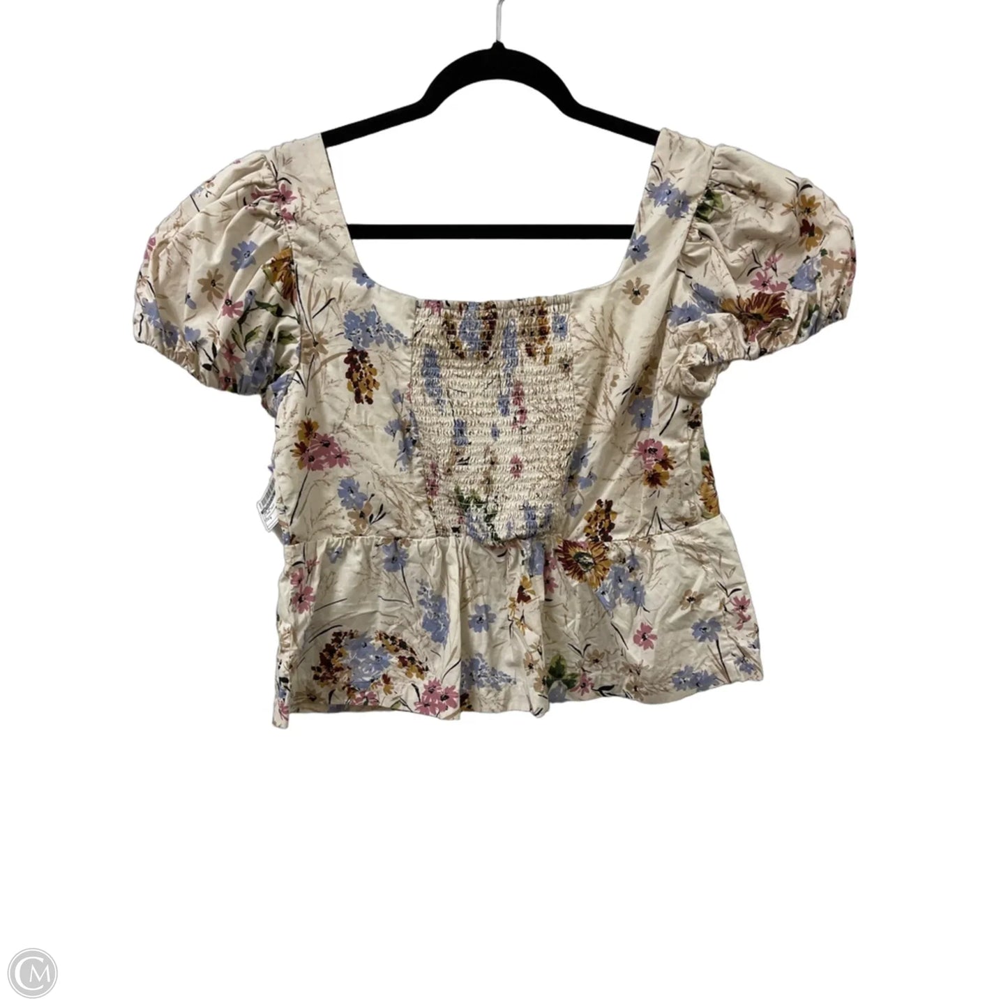 Top Short Sleeve By Anthropologie In Floral Print, Size: S