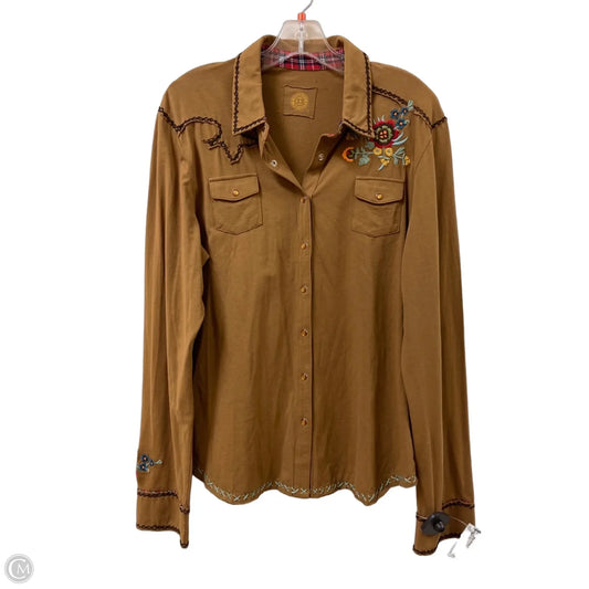 Blouse Long Sleeve By Double D Ranch In Tan, Size: Xl